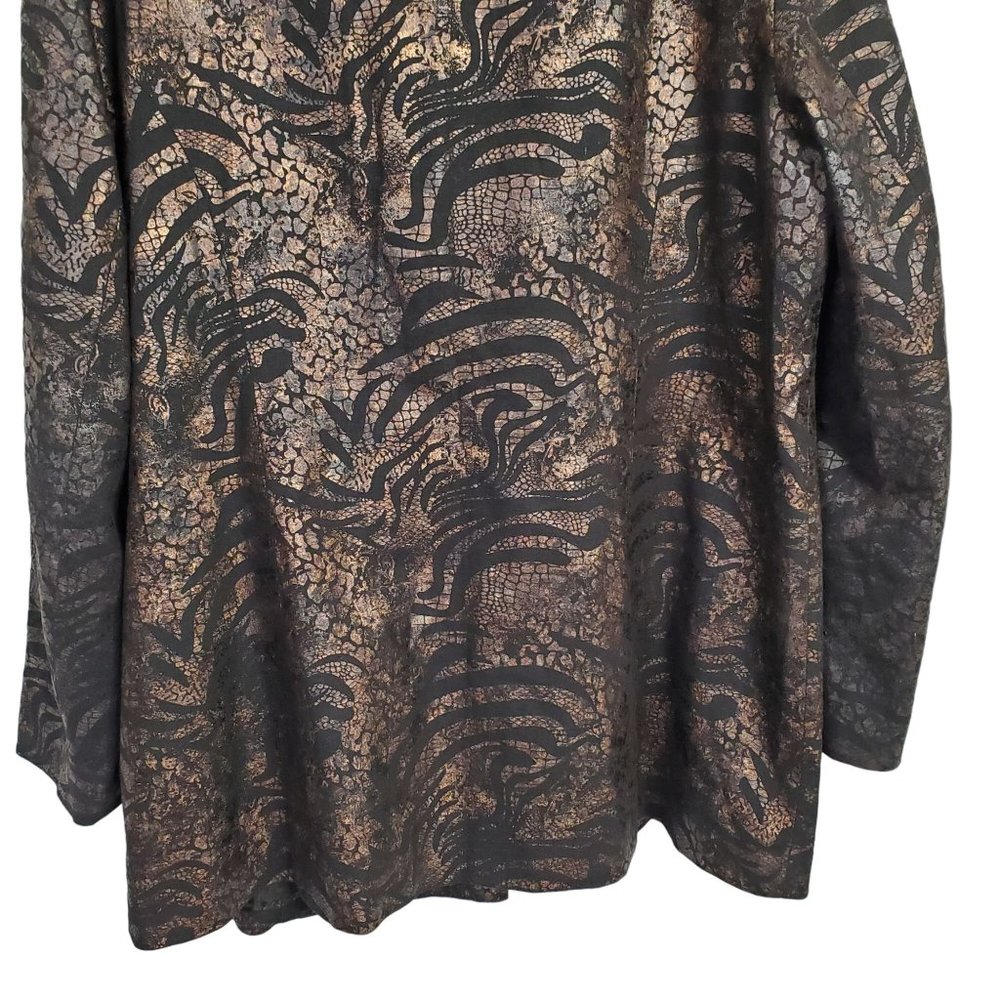 Chico's XL Size 3 Jacket Blazer Linen Blend Safari Exotic Animal Print Pockets - Picture 7 of 10